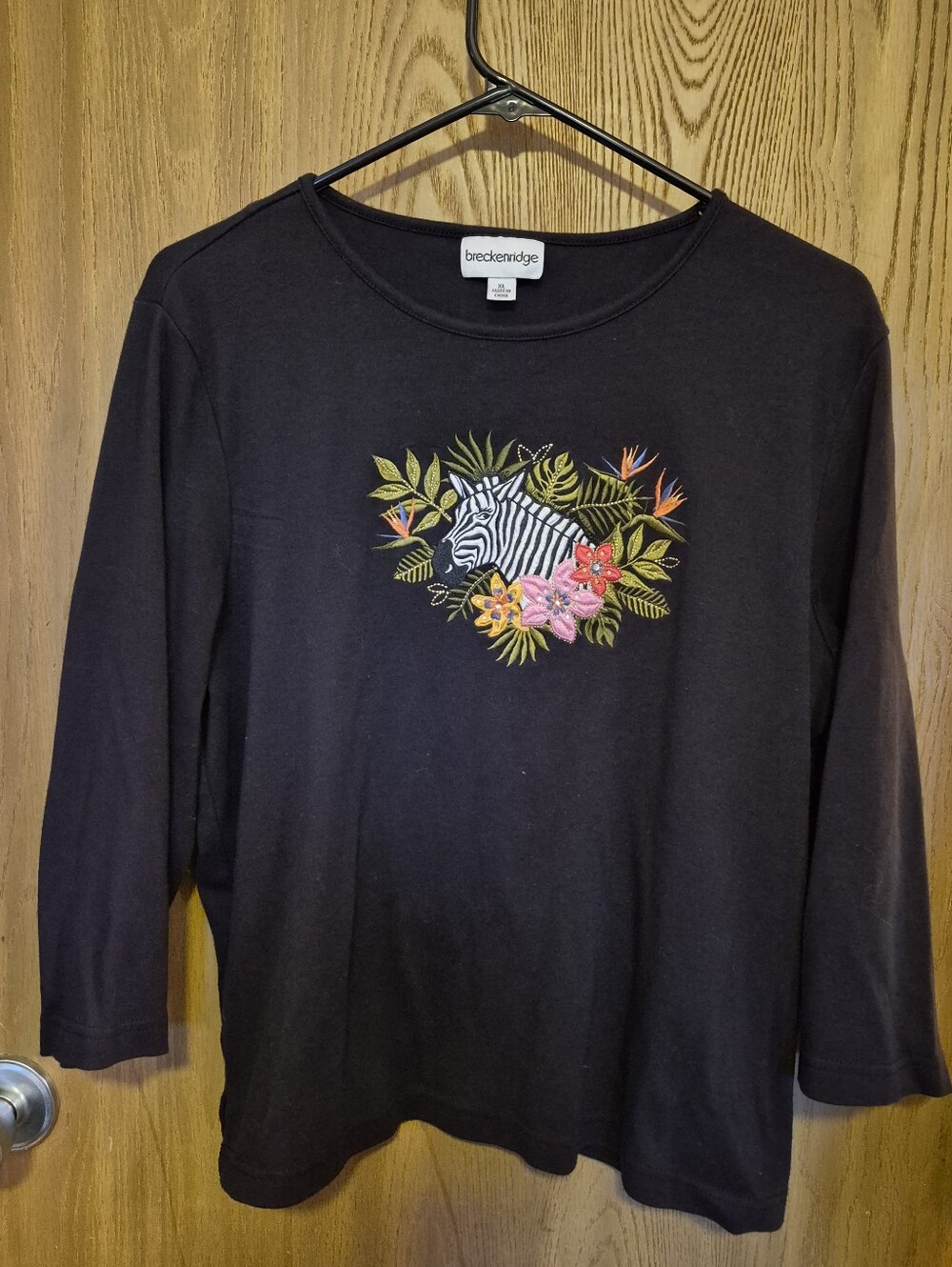 Breckenridge Zebra Black Shirt Top Funky Fun Size XL Zoo Animal Exotic
